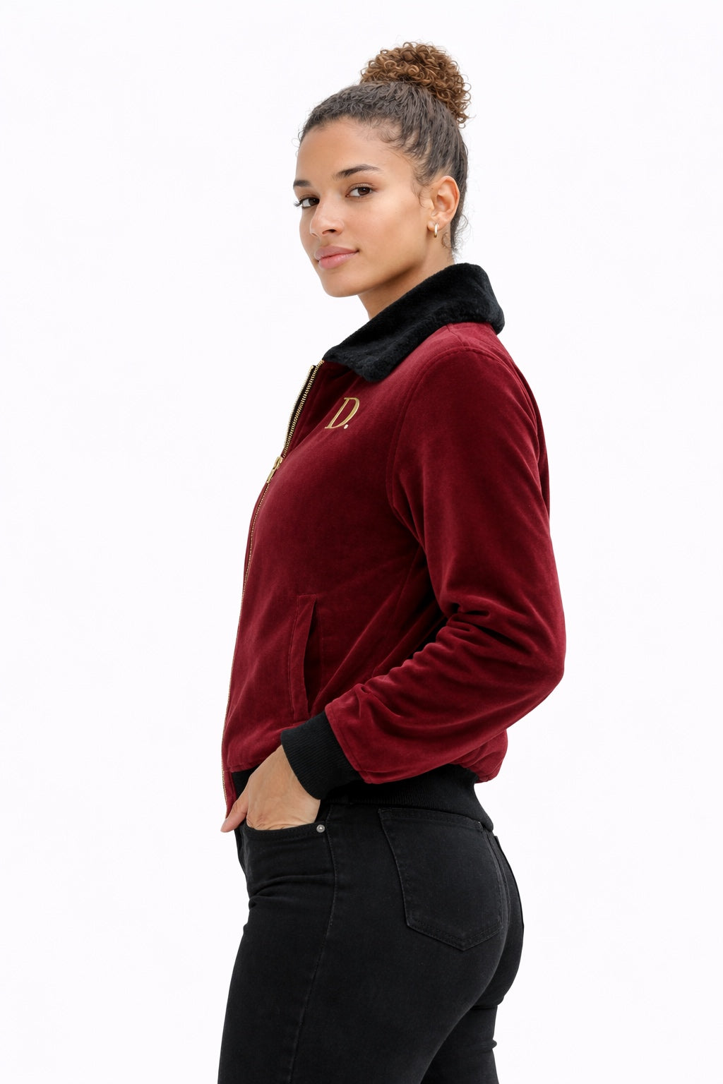 D mahroom velvet women jacket