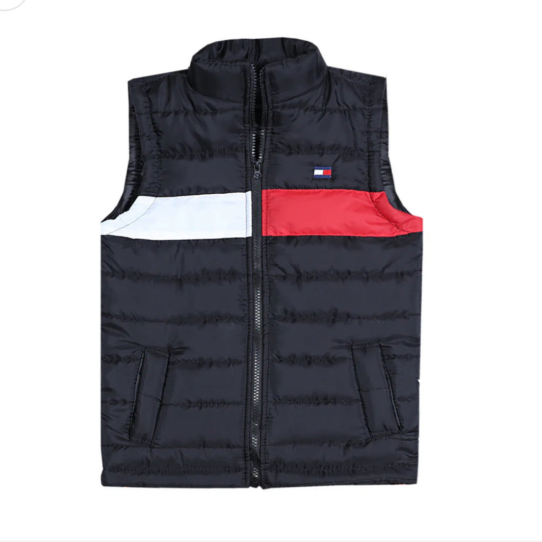 Colorblock Puffer Sleeveless Vest – Navy | Premium Winter Wear