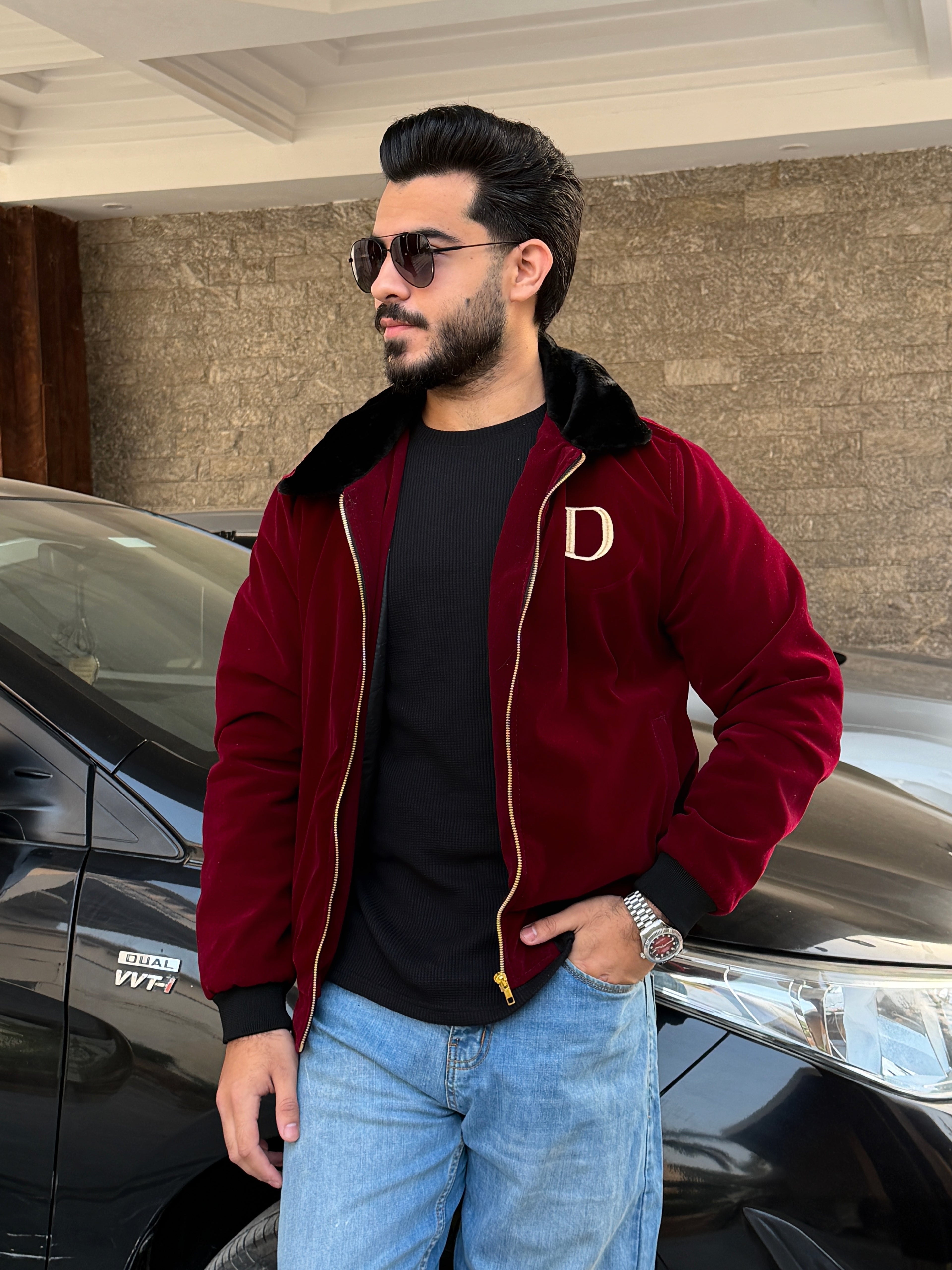 D Redwhine velvet jacket