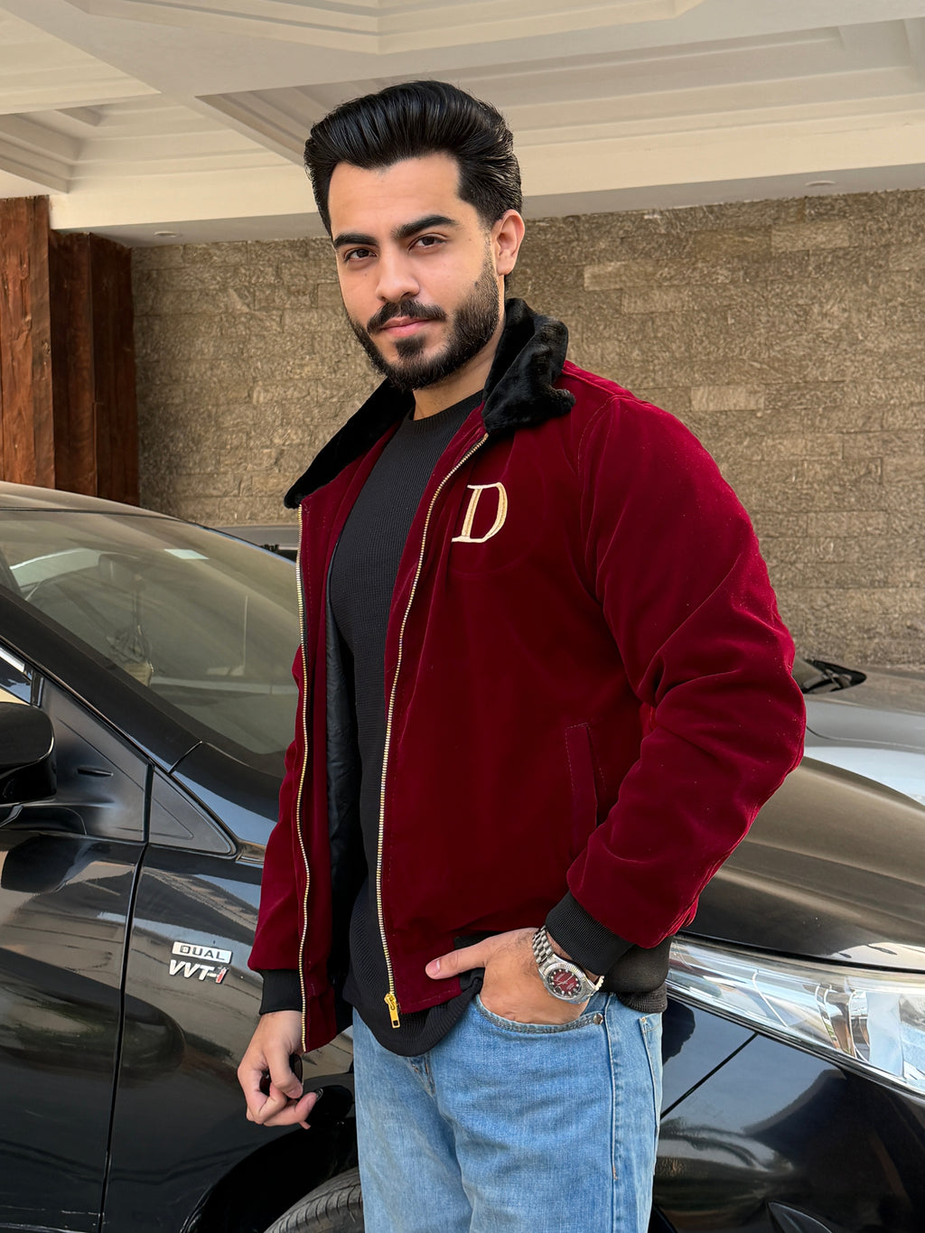 D Redwhine velvet jacket