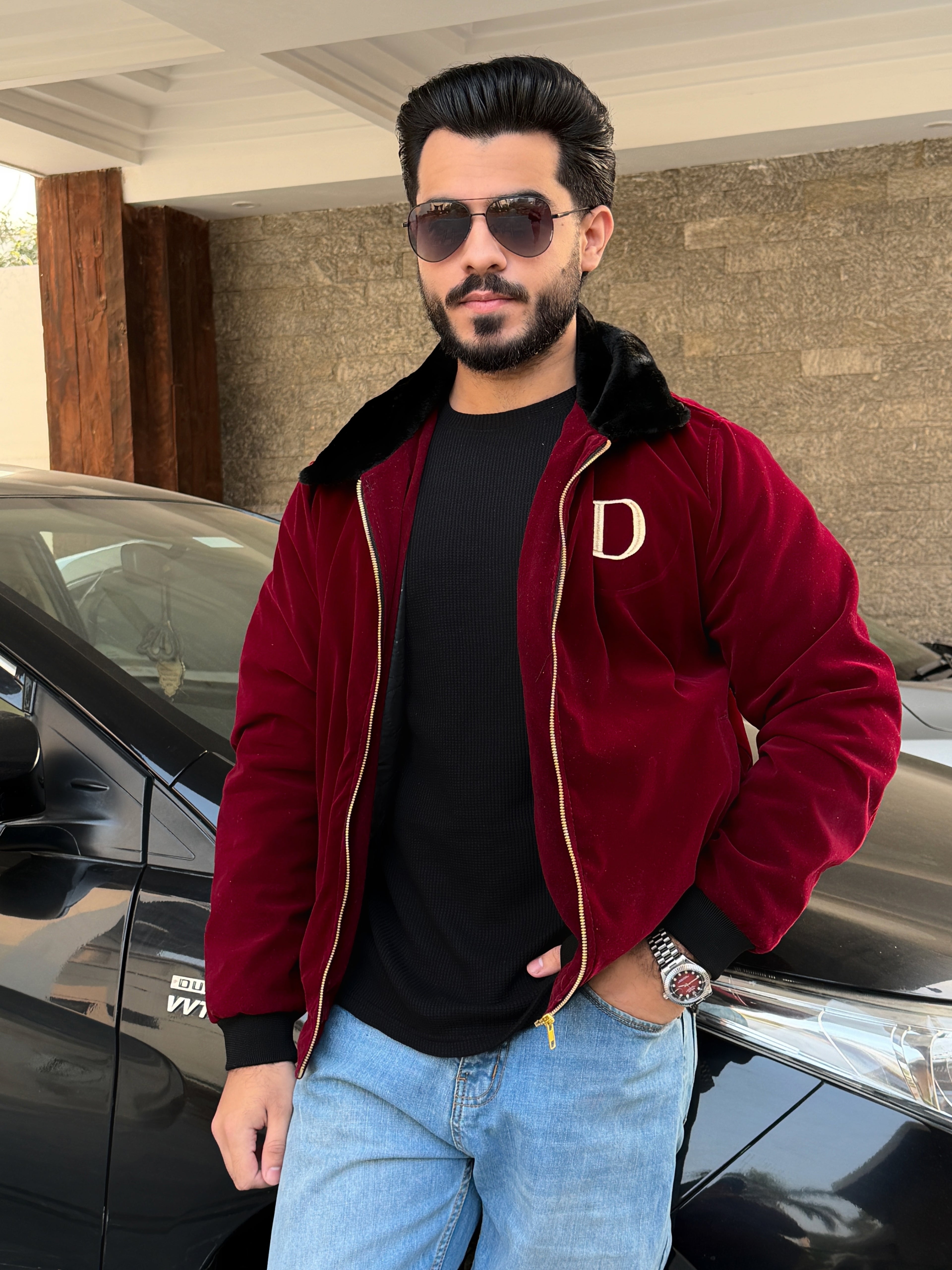 D Redwhine velvet jacket