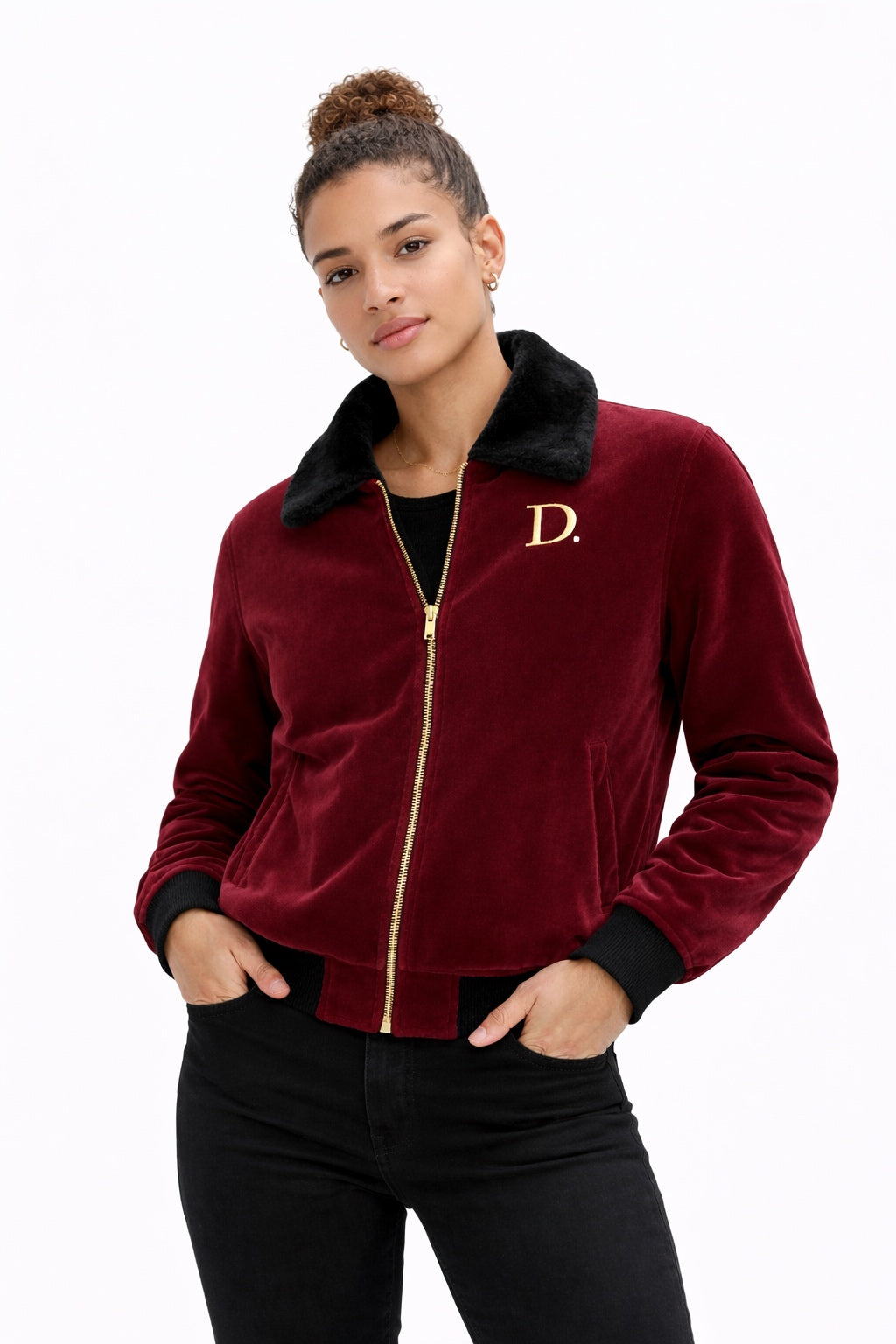 D mahroom velvet women jacket