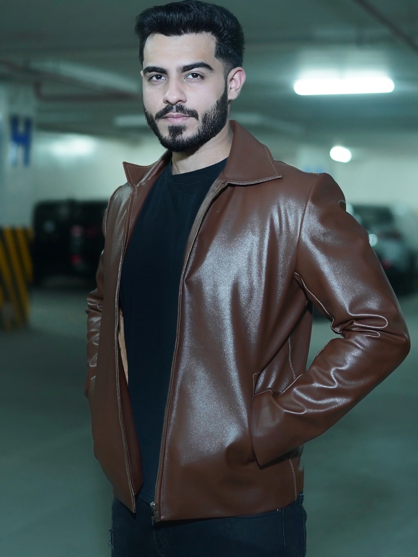 Brown Rich Line Leather Jacket – Classic Style for Men