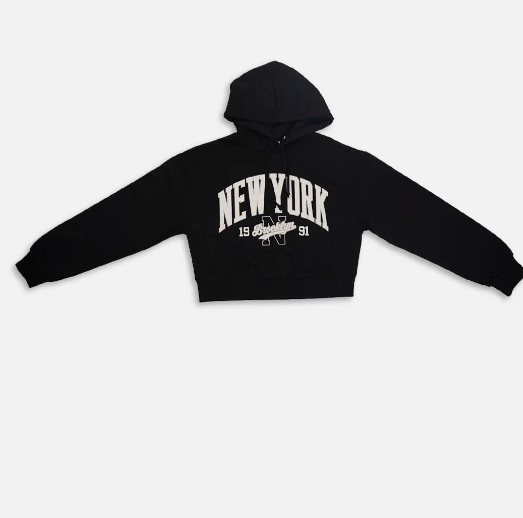 Women New York Cropped Hoodie