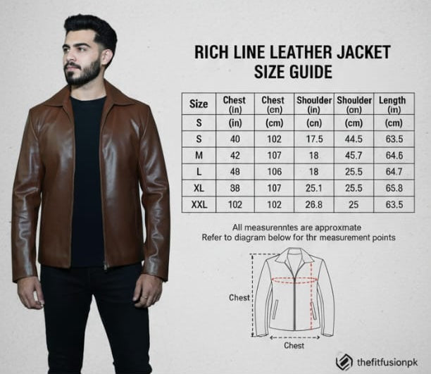 Brown Rich Line Leather Jacket – Classic Style for Men